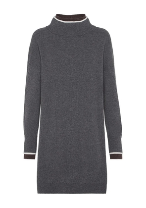 Brunello Cucinelli high-neck ribbed-knit mini dress - Grey