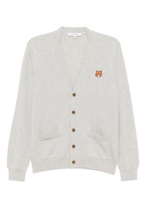 Maison Kitsuné bold fox head patch cardigan - Grey