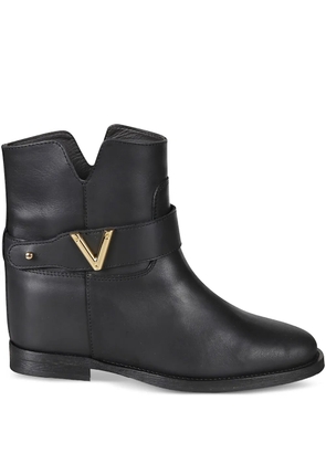 Via Roma 15 strap leather boots - Black