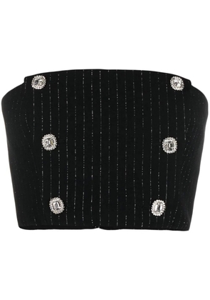 Alessandra Rich pinstripe crystal-embellished crop top - Black