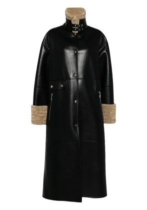 Nanushka faux-shearling-trim coat - Black