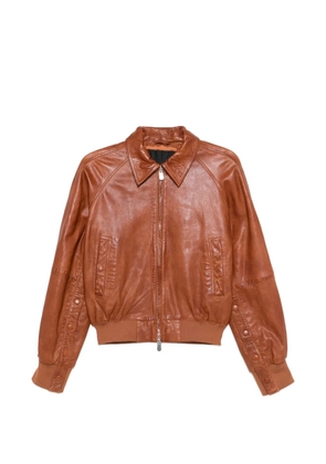 PINKO collared leather jacket - Brown
