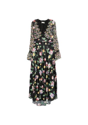 Rixo lace-detail floral-print maxi dress - Black