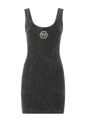 Philipp Plein Hexagon ribbed-knit tank mini dress - Grey