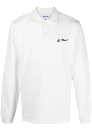 Palmes Mister LS logo-embroidered polo shirt - White