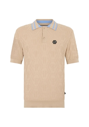 Philipp Plein jacquard monogram knitted polo shirt - Neutrals