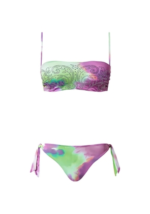 TWINSET tie-dye crystal-embellished bikini set - Green