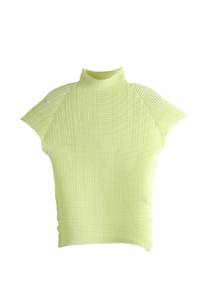 Issey Miyake pleated high-neck top - Yellow