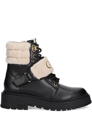 LIU JO faux fur-trim combat boots - Black