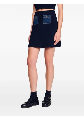 SANDRO ribbed denim-pocket mini skirt - Blue