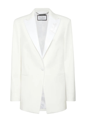 Philipp Plein satin-lapels embroidered blazer - White