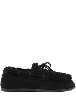 3juin boat-lace shearling-trimmed loafers - Black