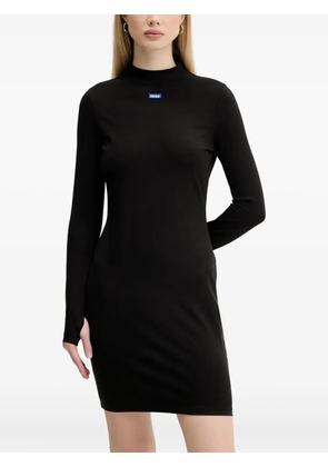 HUGO mock-neck logo-tab mini dress - Black