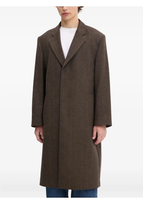 HUGO herringbone single-breasted coat - Brown