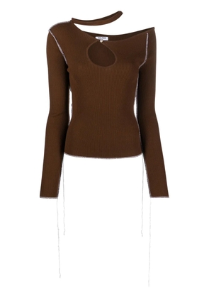 JULFER cut-out ribbed-knit top - Brown