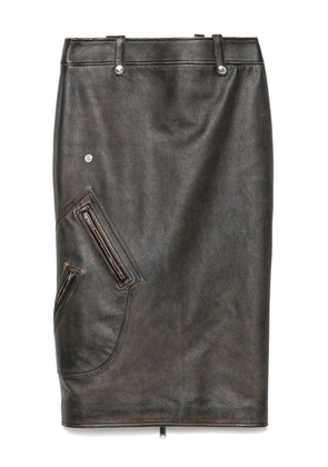 Alexander McQueen leather pencil skirt - Brown