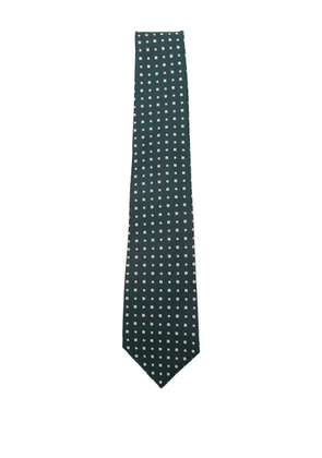 Kiton geometric-patterned silk tie - Green