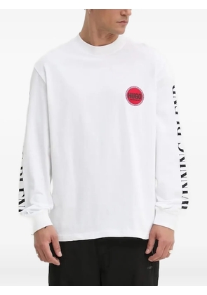 HUGO long-sleeve racing-print T-shirt - White