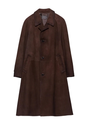 Prada raglan-sleeve suede coat - Brown