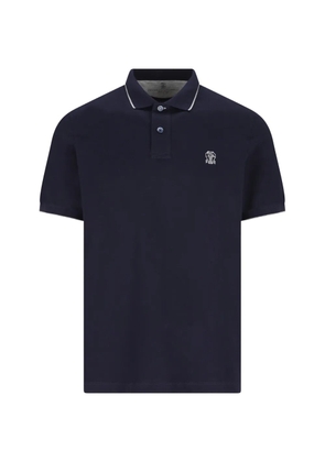 Brunello Cucinelli logo-embroidered polo shirt - Blue