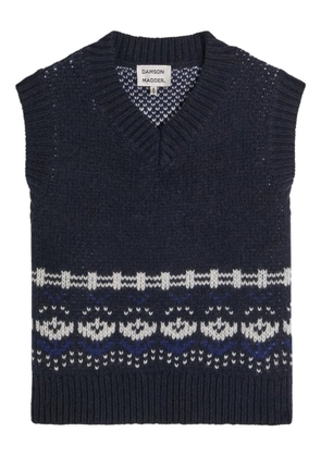 DAMSON MADDER patterned V-neck wool top - Blue