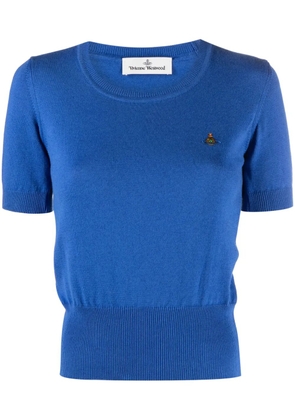 Vivienne Westwood Orb-embroidered fine-knit top - Blue