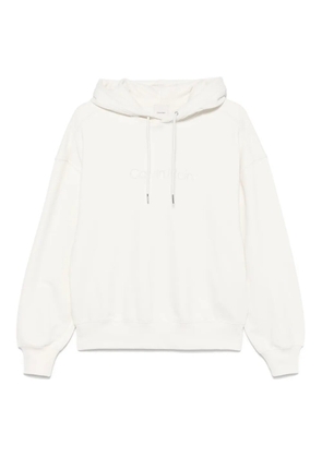 Calvin Klein logo-embroidered hoodie - Neutrals