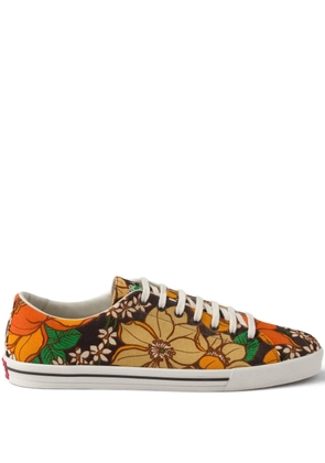 Prada floral-print canvas sneakers - Brown