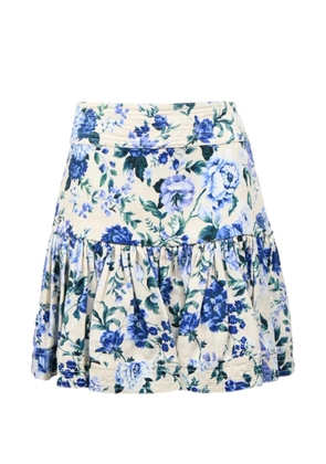 ZIMMERMANN Moncur Flounce floral-print mini skirt - White