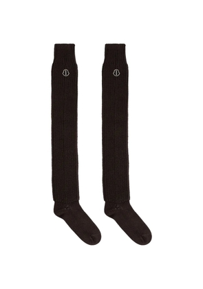 Moncler + Rick Owens ruffled logo socks - Brown