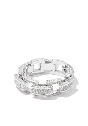 SHAY 18K white gold deco link diamond ring - Silver