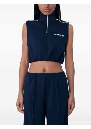 Miu Miu high-neck zip-up crop top - Blue