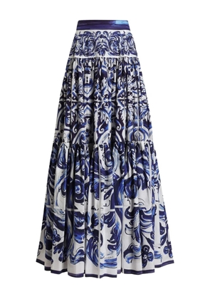 Dolce & Gabbana Majolica-print tiered skirt - Blue