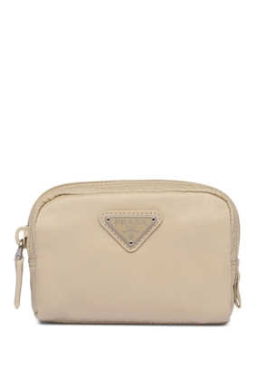 Prada logo-detail zip micro pouch - Neutrals