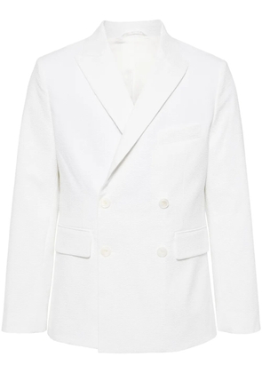 BODE seersucker double-breasted blazer - White