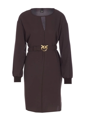 PINKO bird-embellished belted dress - Brown