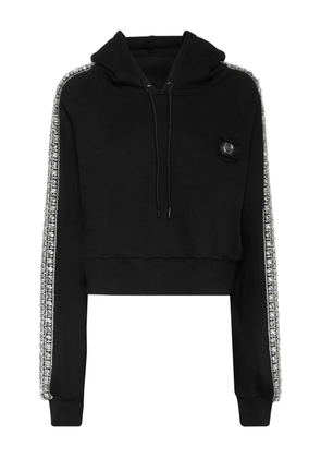 Philipp Plein bead-embellished cropped hoodie - Black