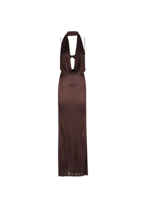 Elisabetta Franchi halter cowl neck dress - Brown