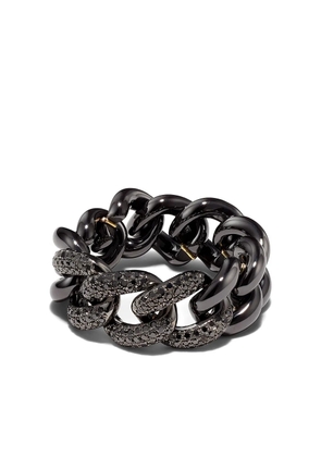 SHAY 18K black gold diamond chain ring