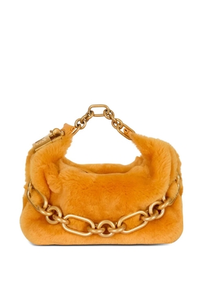 Balmain mini Sync shearling chain tote bag - Orange