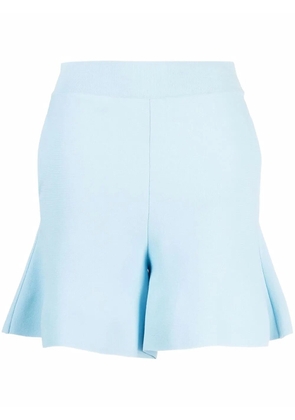 Stella McCartney peplum-hem crepe shorts - Blue