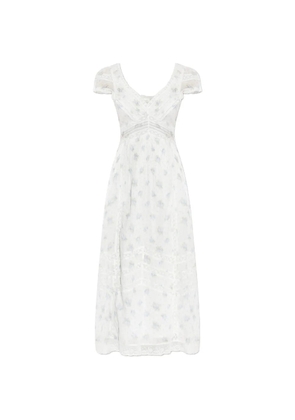 LoveShackFancy Suvi lace floral-print midi dress - White