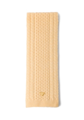 Prada triangle-logo cable-knit scarf - Neutrals