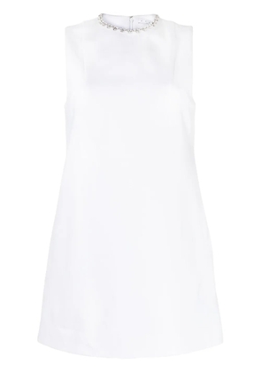 AREA crystal-embellished heart mini dress - White
