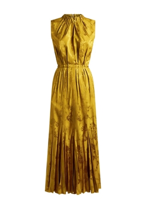 ETRO leaf-jacquard pleated dress - Yellow