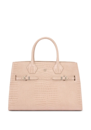 Philipp Plein crocodile-effect tote bag - Neutrals
