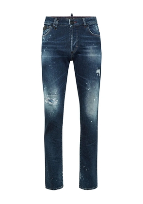 Philipp Plein paint-splatter distressed jeans - Blue