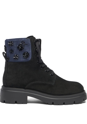 Stuart Weitzman Hudson embroidered lace-up boots - Black