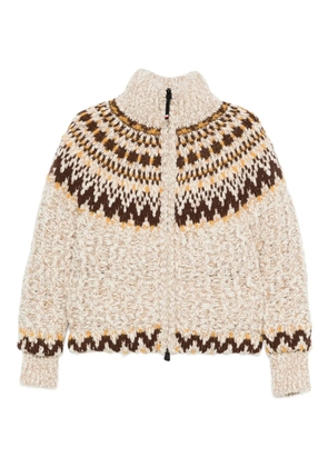 Moncler Grenoble patterned zip cardigan - Neutrals