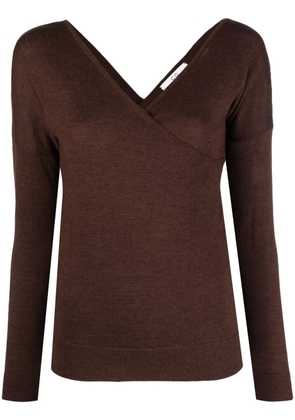 Co crossover-neck fine-knit jumper - Brown